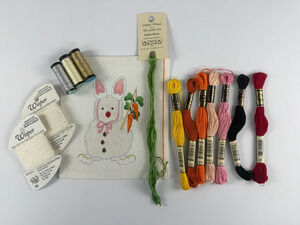 Hand Painted Needlepoint Canvas Kit Snowman Bunny Disguise Carrots Wisper Thread